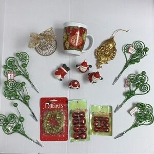 Lot of 16 Christmas Holiday Decorations Mug Ornaments Santa Bells